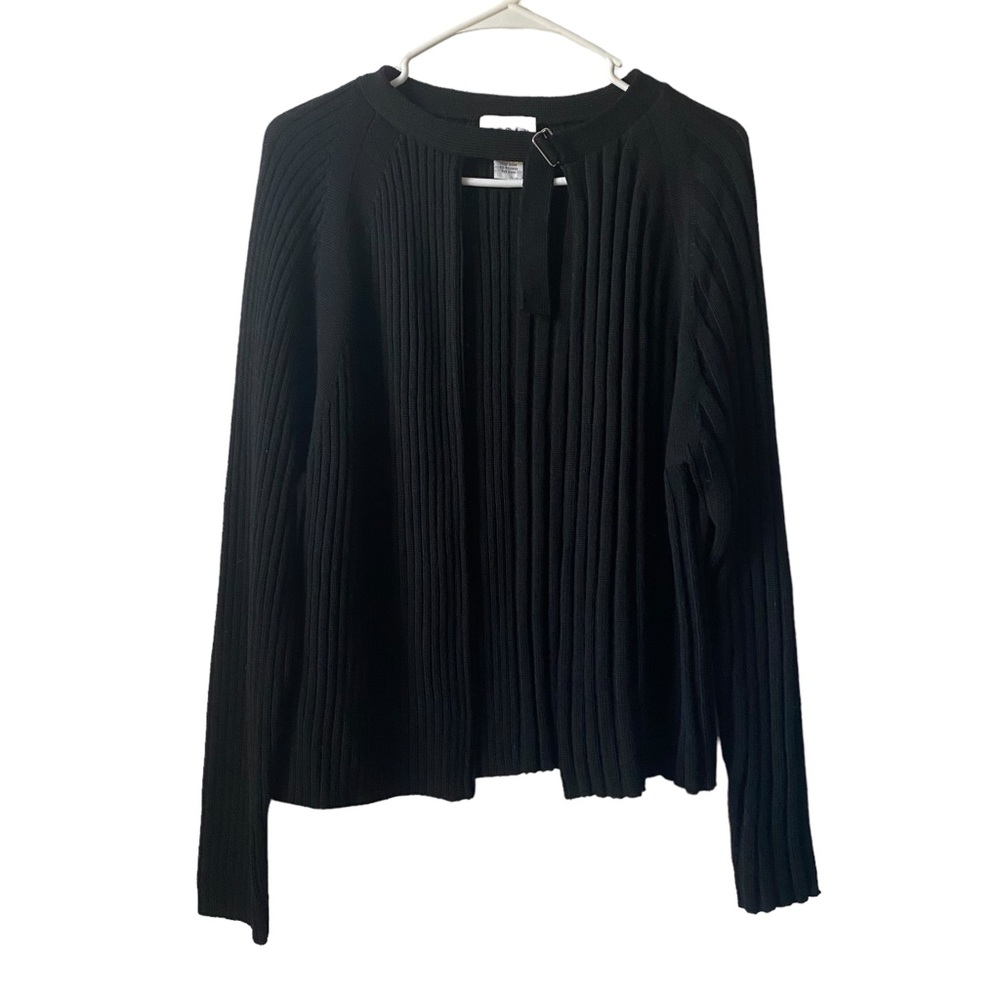 Oscar De La Renta Black Merino Wool Cardigan Knit Sweater Women's Medium